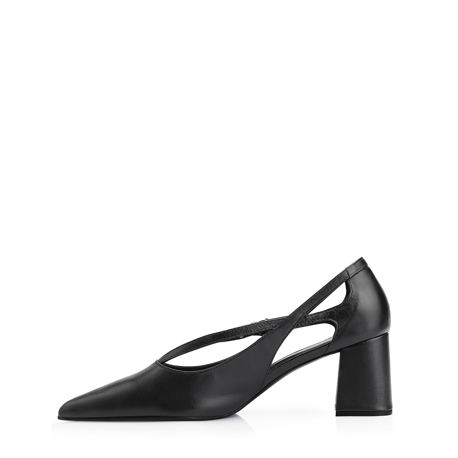 Scarpin Fivela Couro Preto