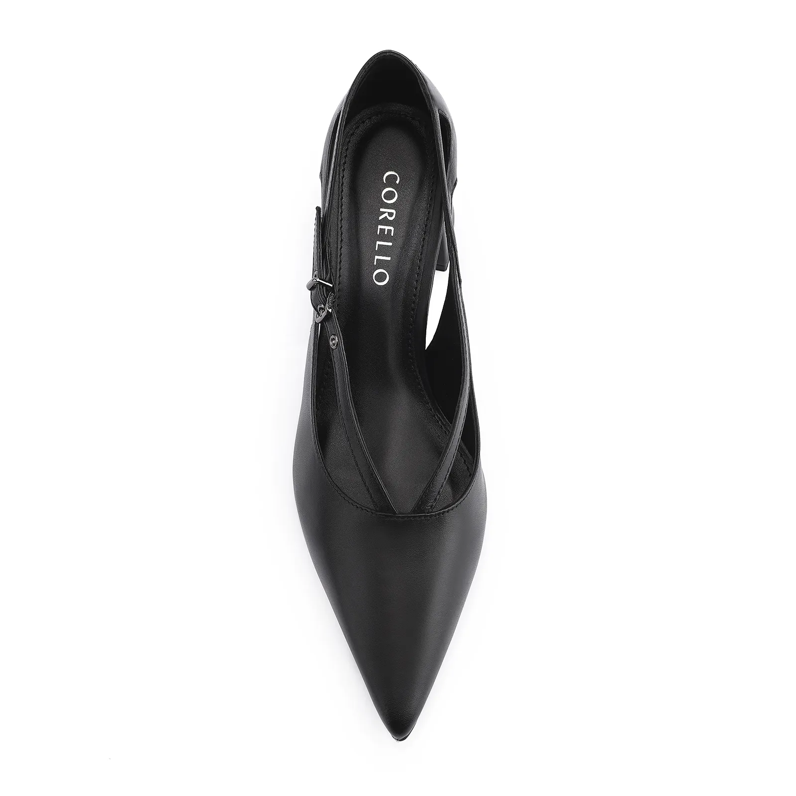 Scarpin Fivela Couro Preto