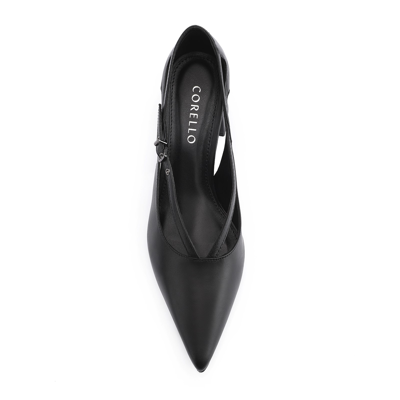 Scarpin Fivela Couro Preto