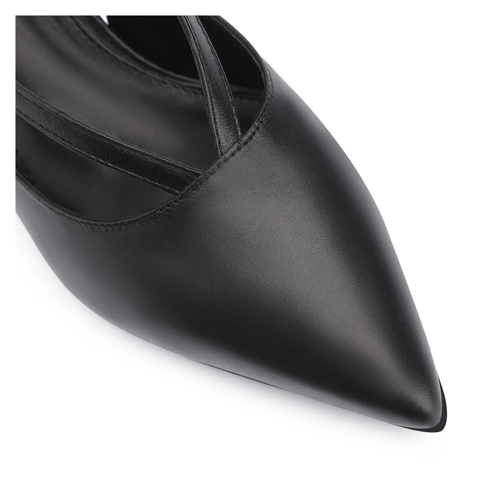 Scarpin Fivela Couro Preto