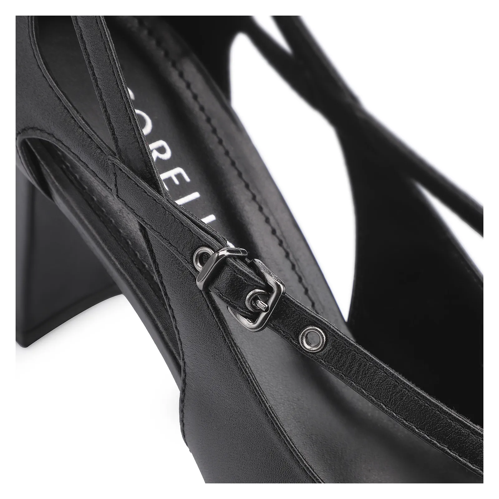 Scarpin Fivela Couro Preto
