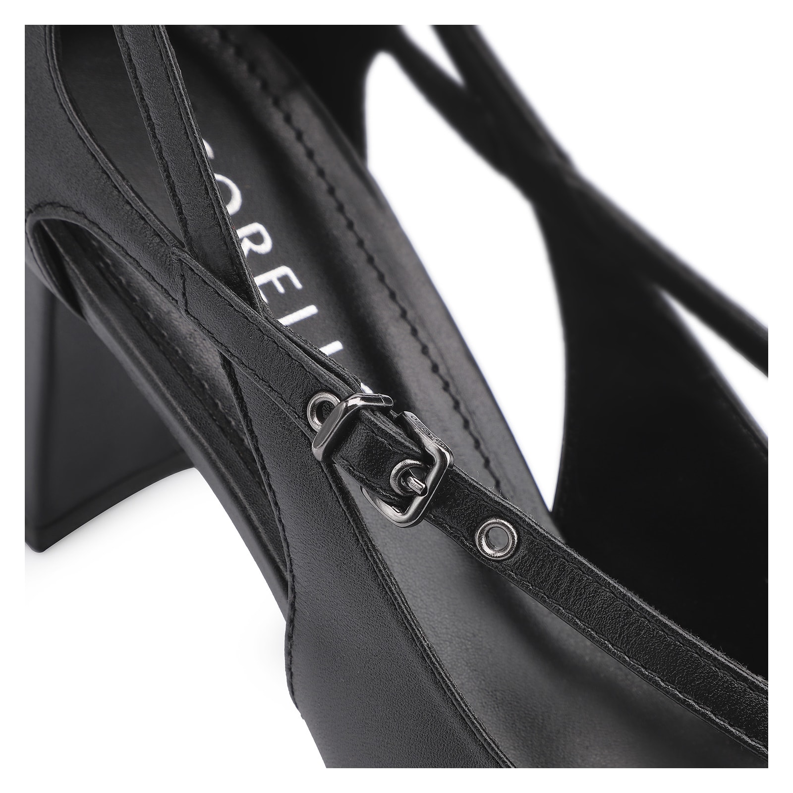 Scarpin Fivela Couro Preto