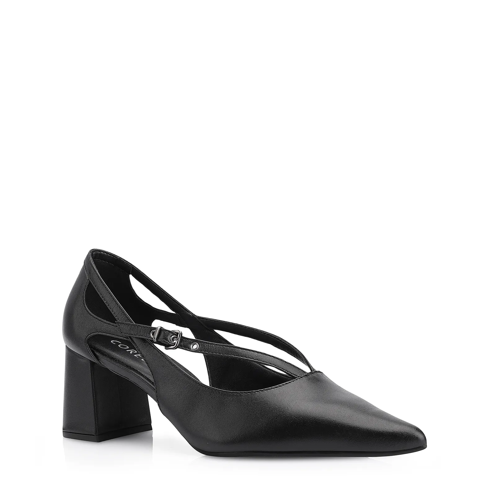 Scarpin Fivela Couro Preto