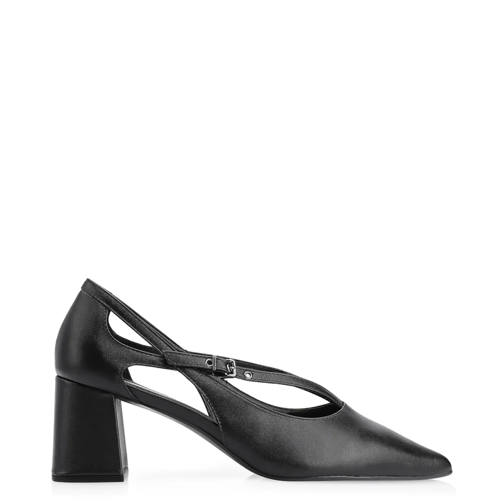 Scarpin Fivela Couro Preto - imagem 2