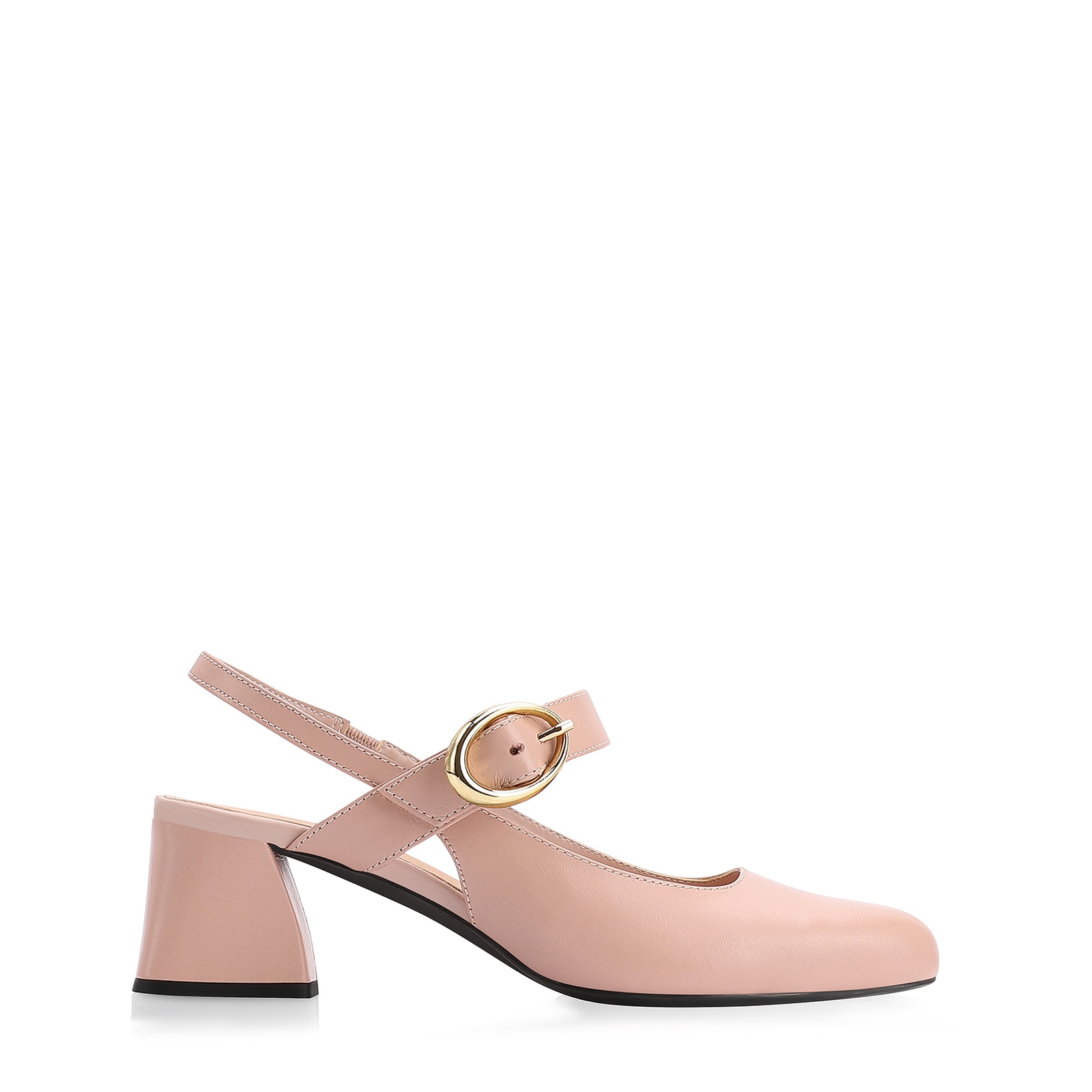 Scarpin Fivela Couro Rosa