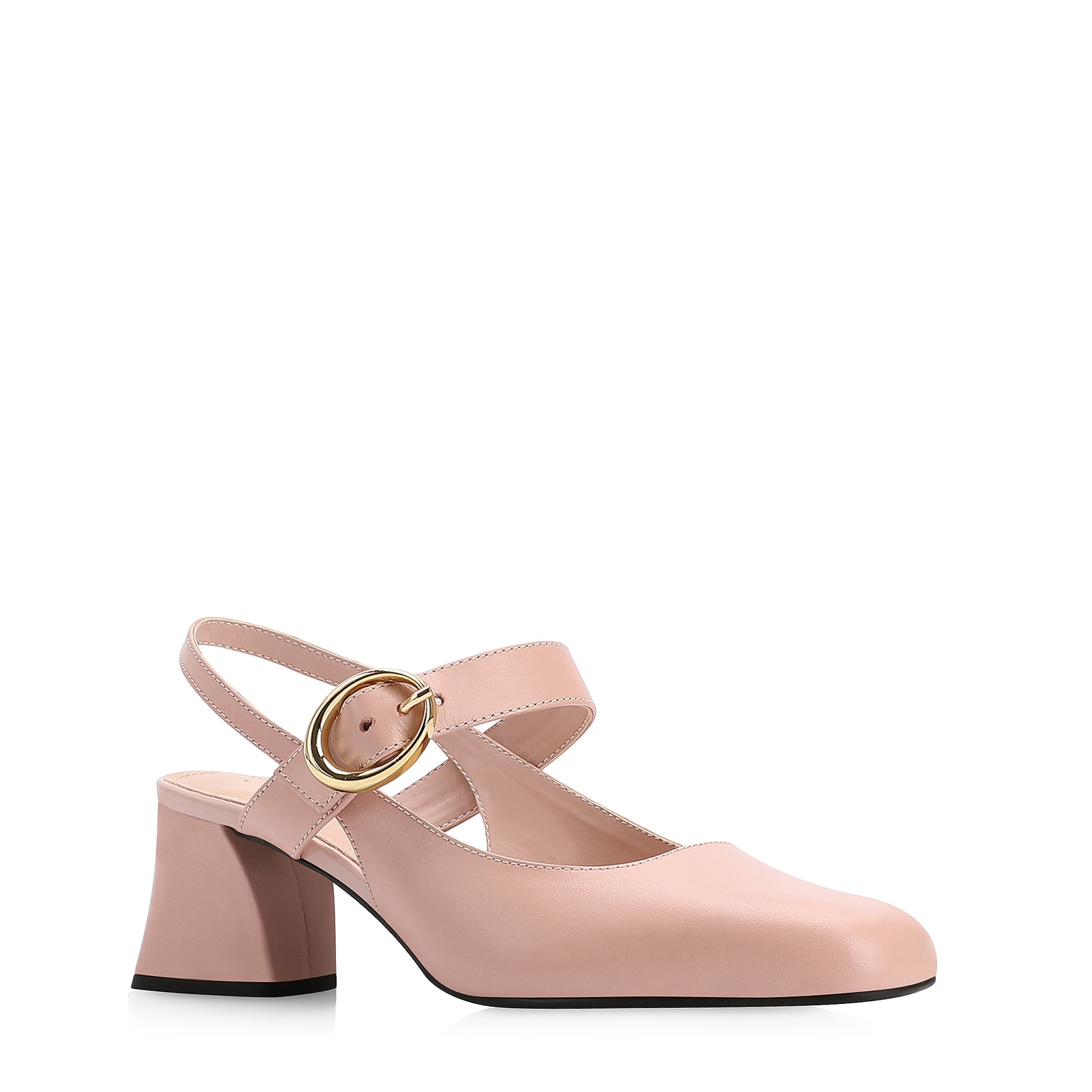 Scarpin Fivela Couro Rosa