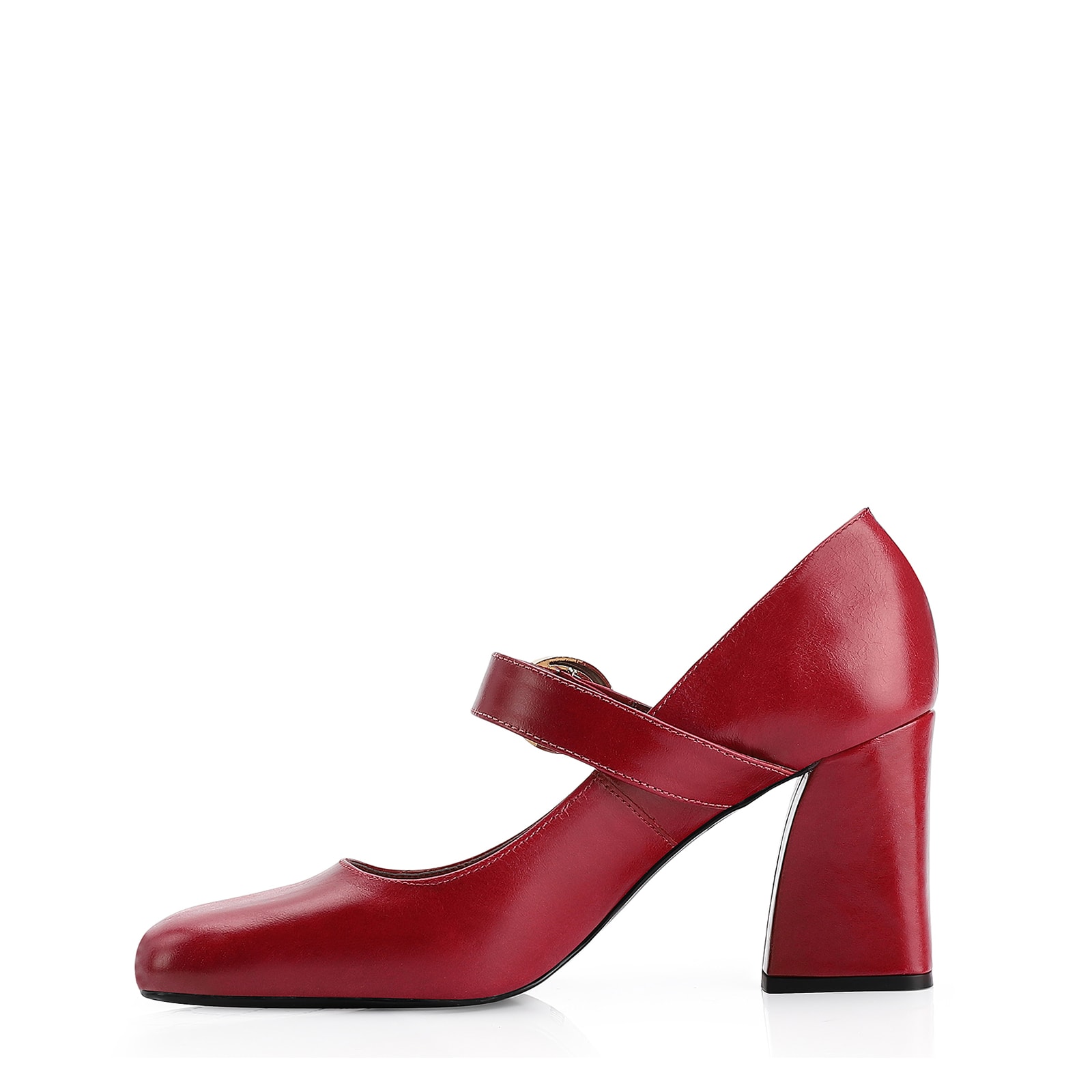 Scarpin Fivela Couro Vermelho Cereja