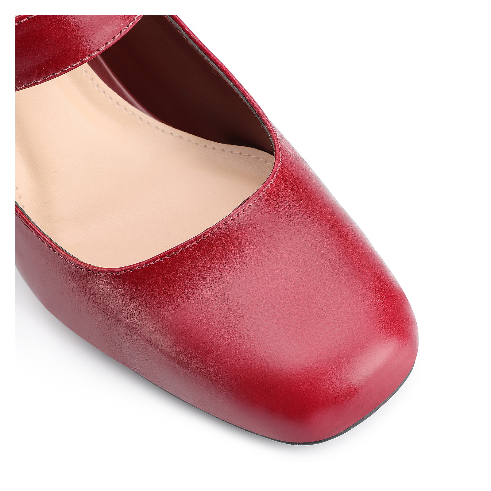 Scarpin Fivela Couro Vermelho Cereja