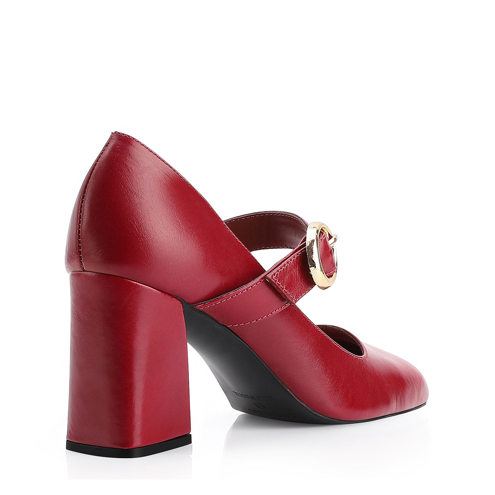 Scarpin Fivela Couro Vermelho Cereja