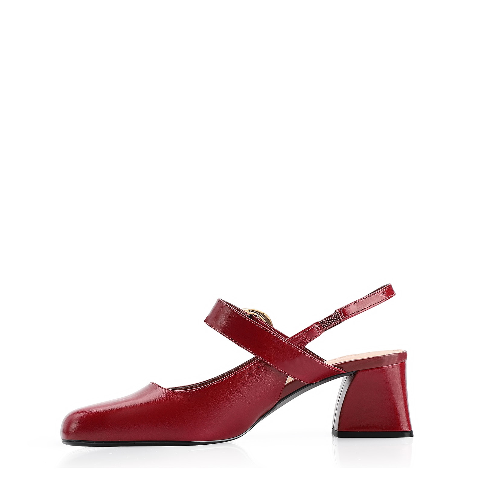 Scarpin Fivela Couro Vermelho Cereja