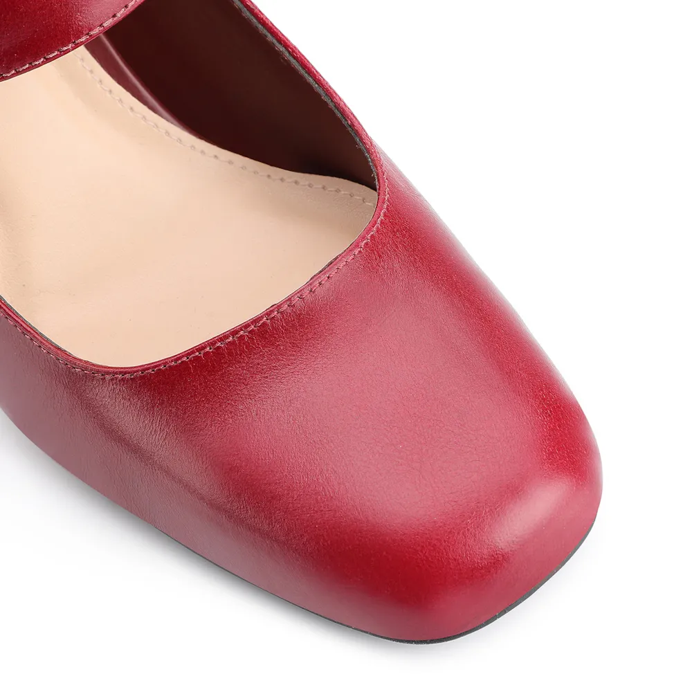 Scarpin Fivela Couro Vermelho Cereja - imagem 6