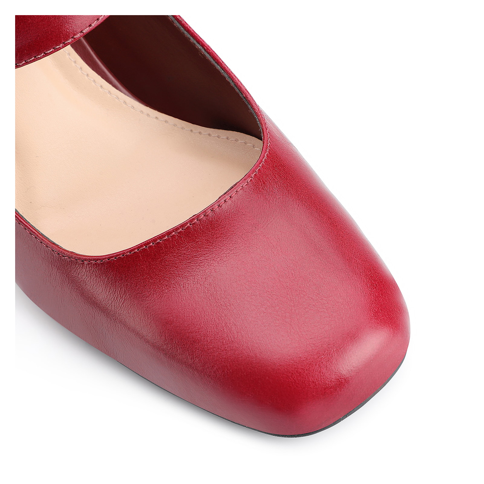 Scarpin Fivela Couro Vermelho Cereja