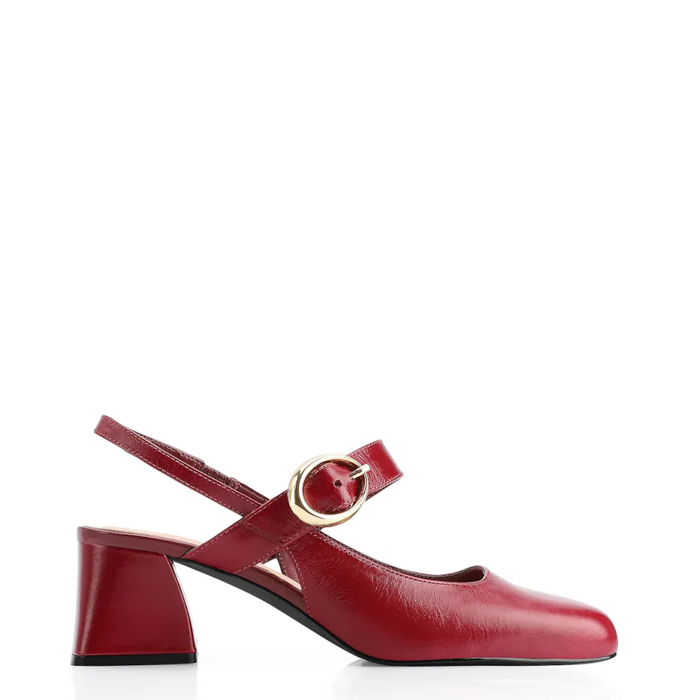 Scarpin Fivela Couro Vermelho Cereja - imagem 2