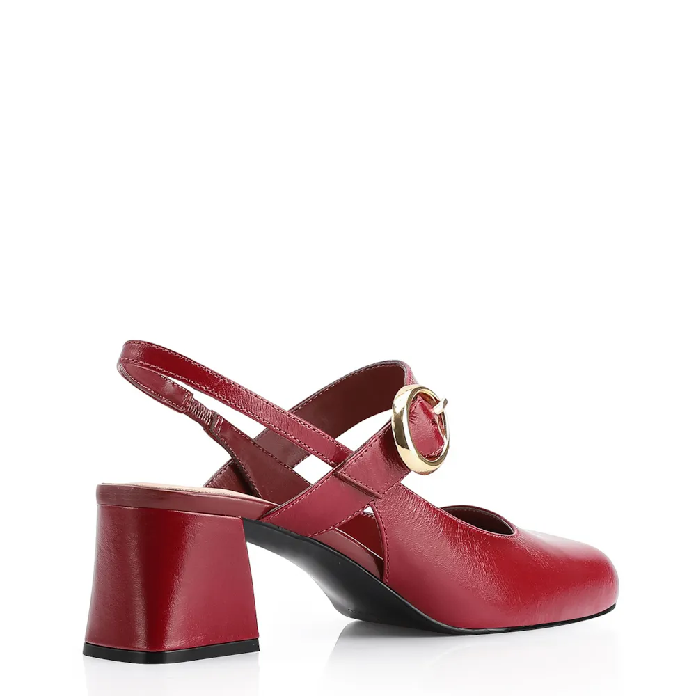 Scarpin Fivela Couro Vermelho Cereja - imagem 3
