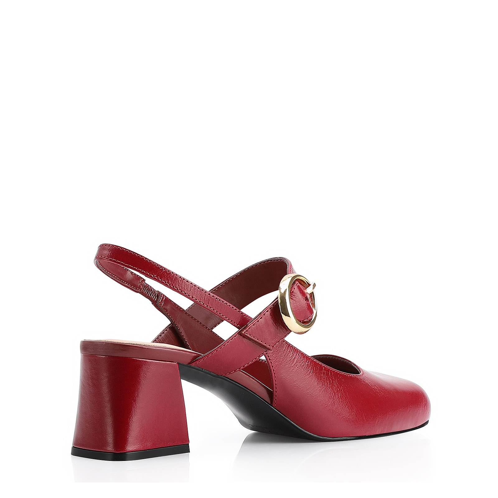 Scarpin Fivela Couro Vermelho Cereja
