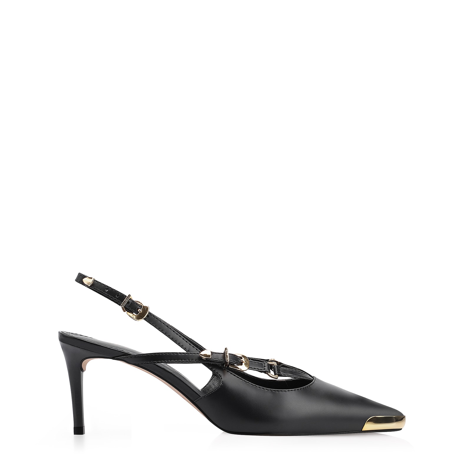 Scarpin Fivelas Couro Preto