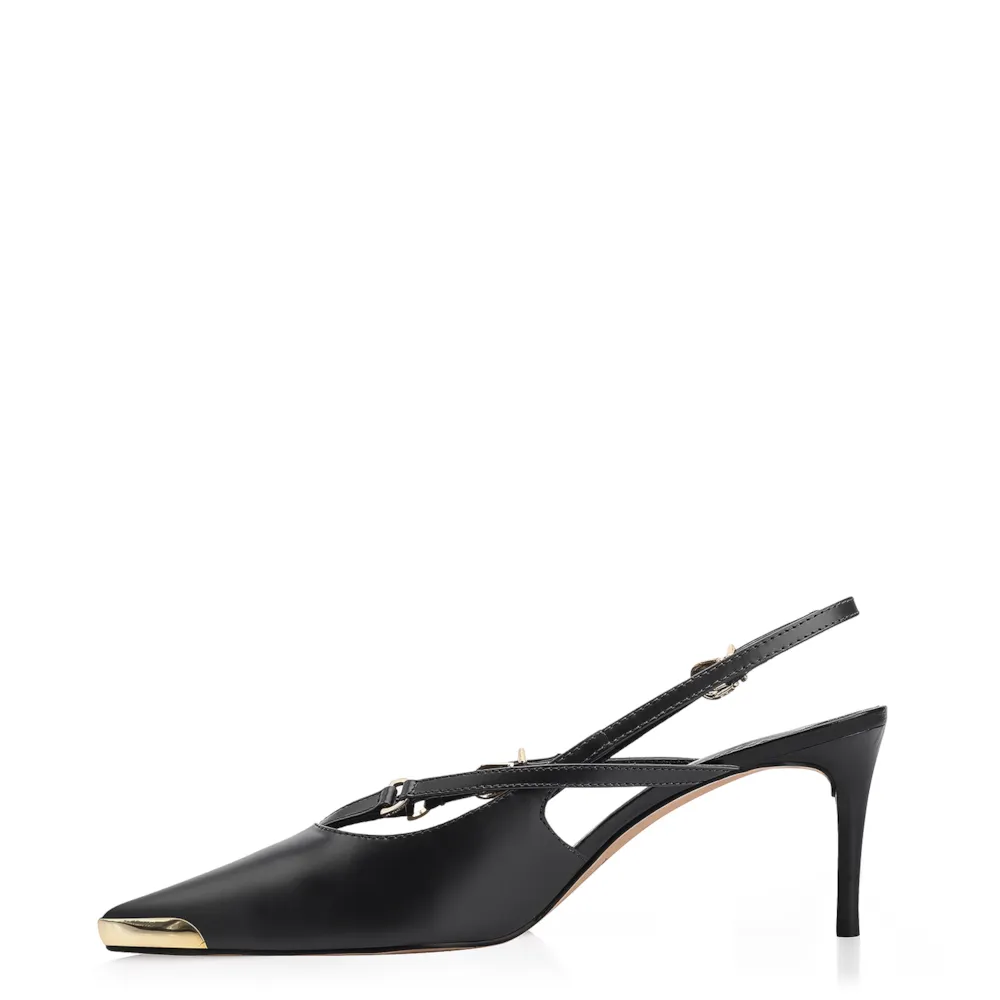 Scarpin Fivelas Couro Preto - imagem 4