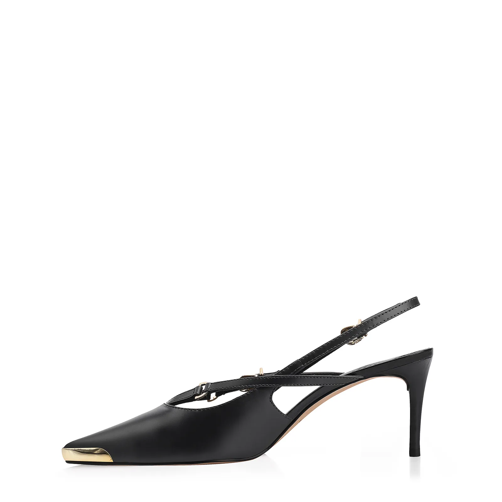 Scarpin Fivelas Couro Preto