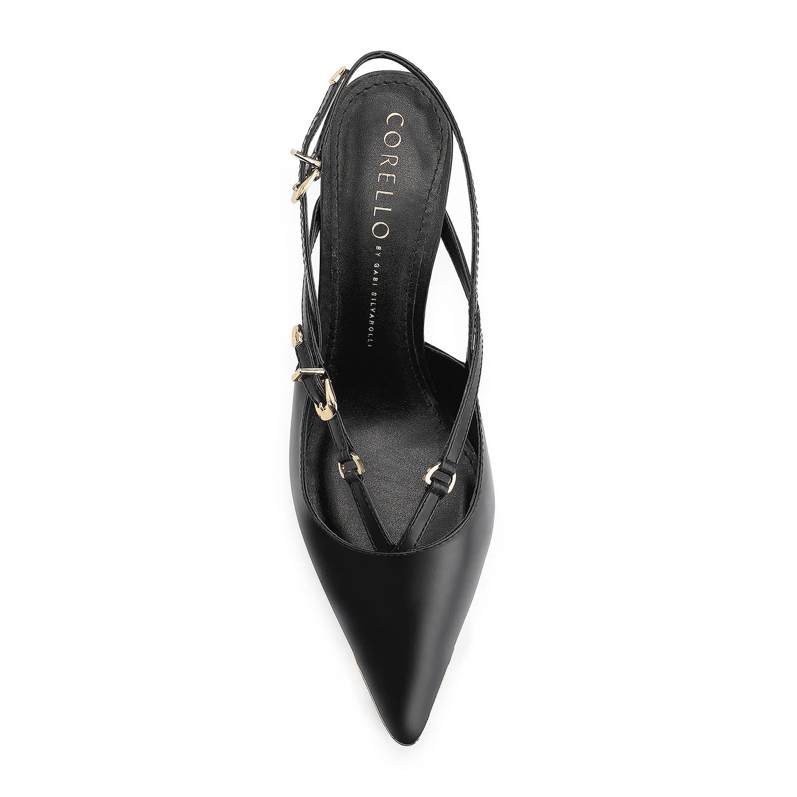 Scarpin Fivelas Couro Preto