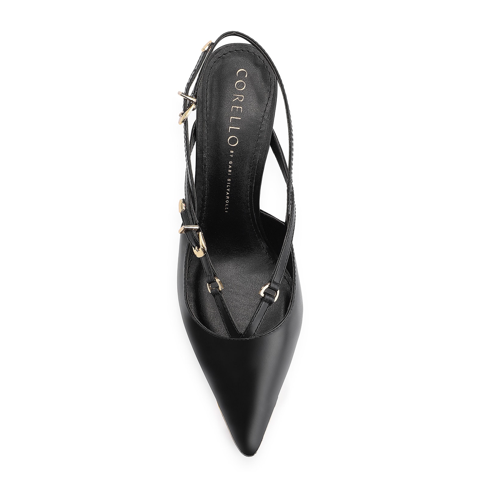 Scarpin Fivelas Couro Preto