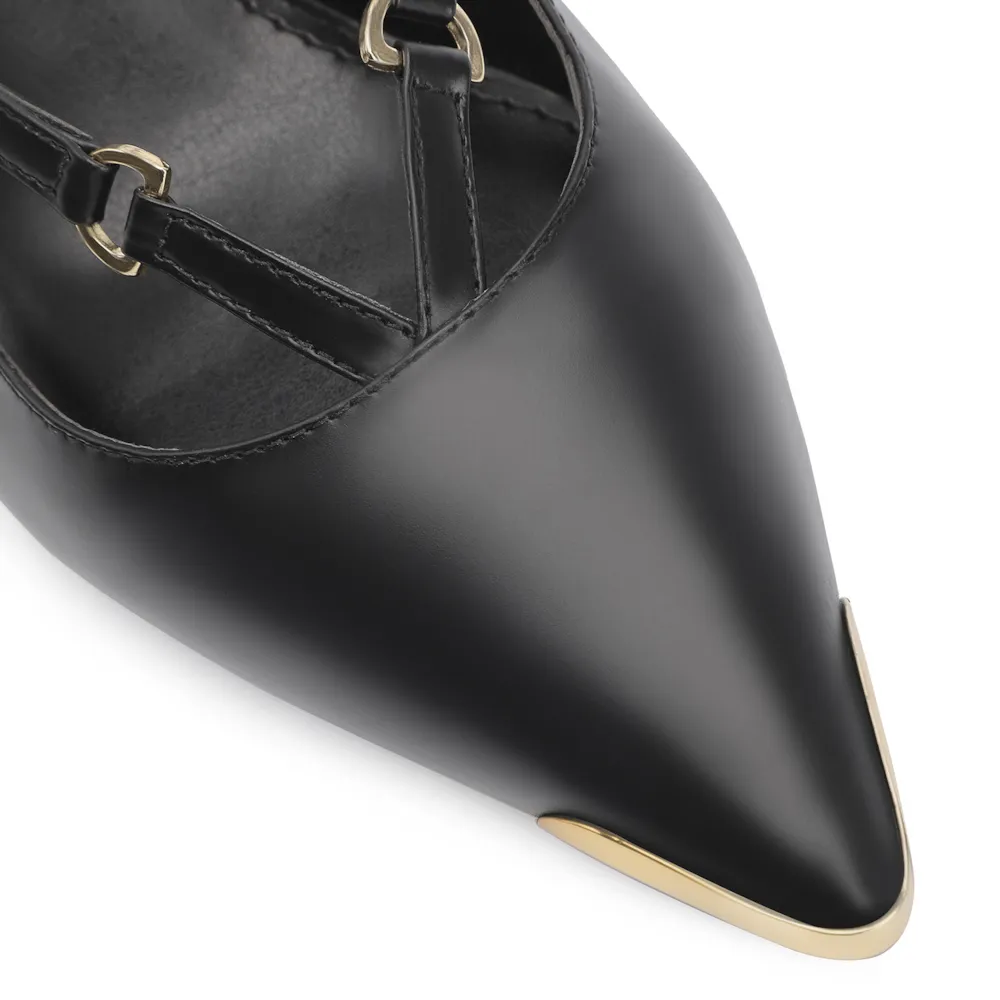 Scarpin Fivelas Couro Preto - imagem 6