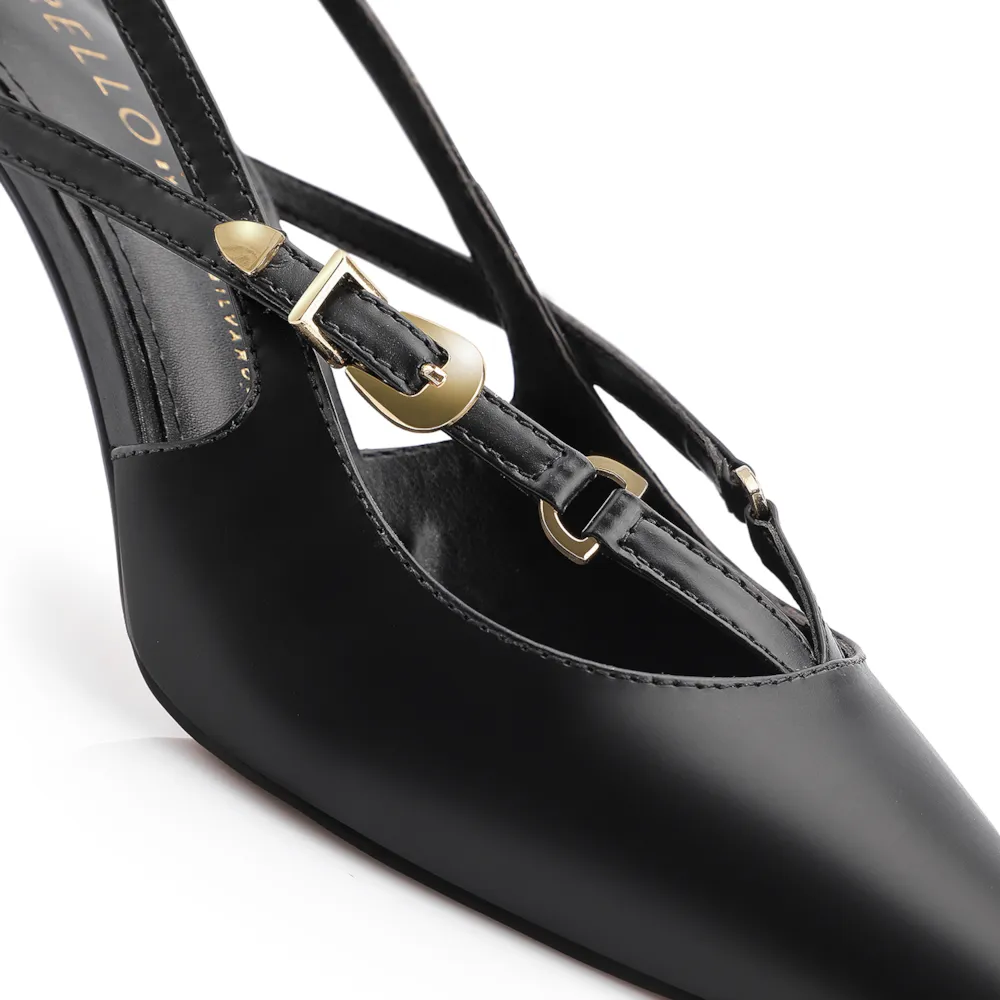 Scarpin Fivelas Couro Preto - imagem 8