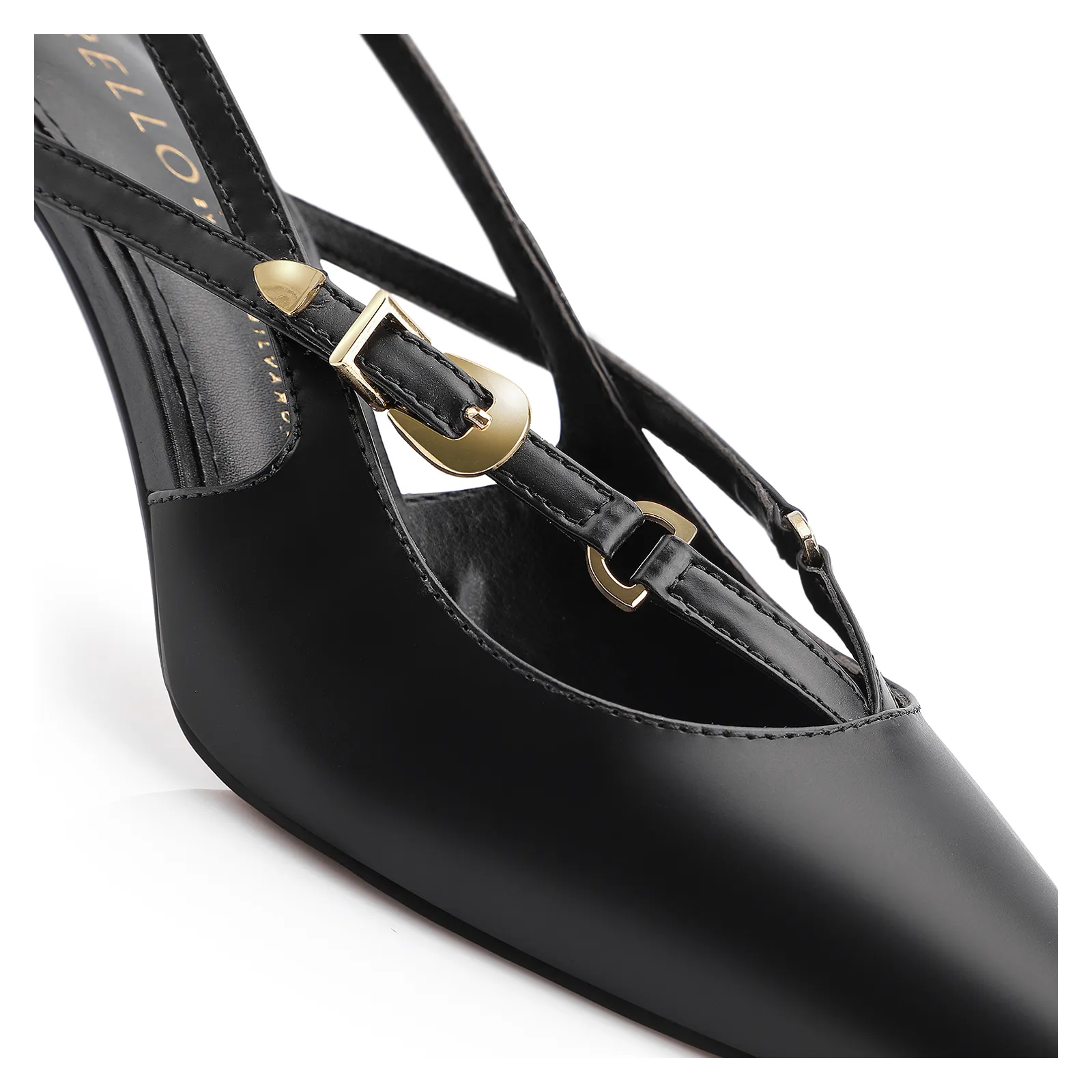 Scarpin Fivelas Couro Preto