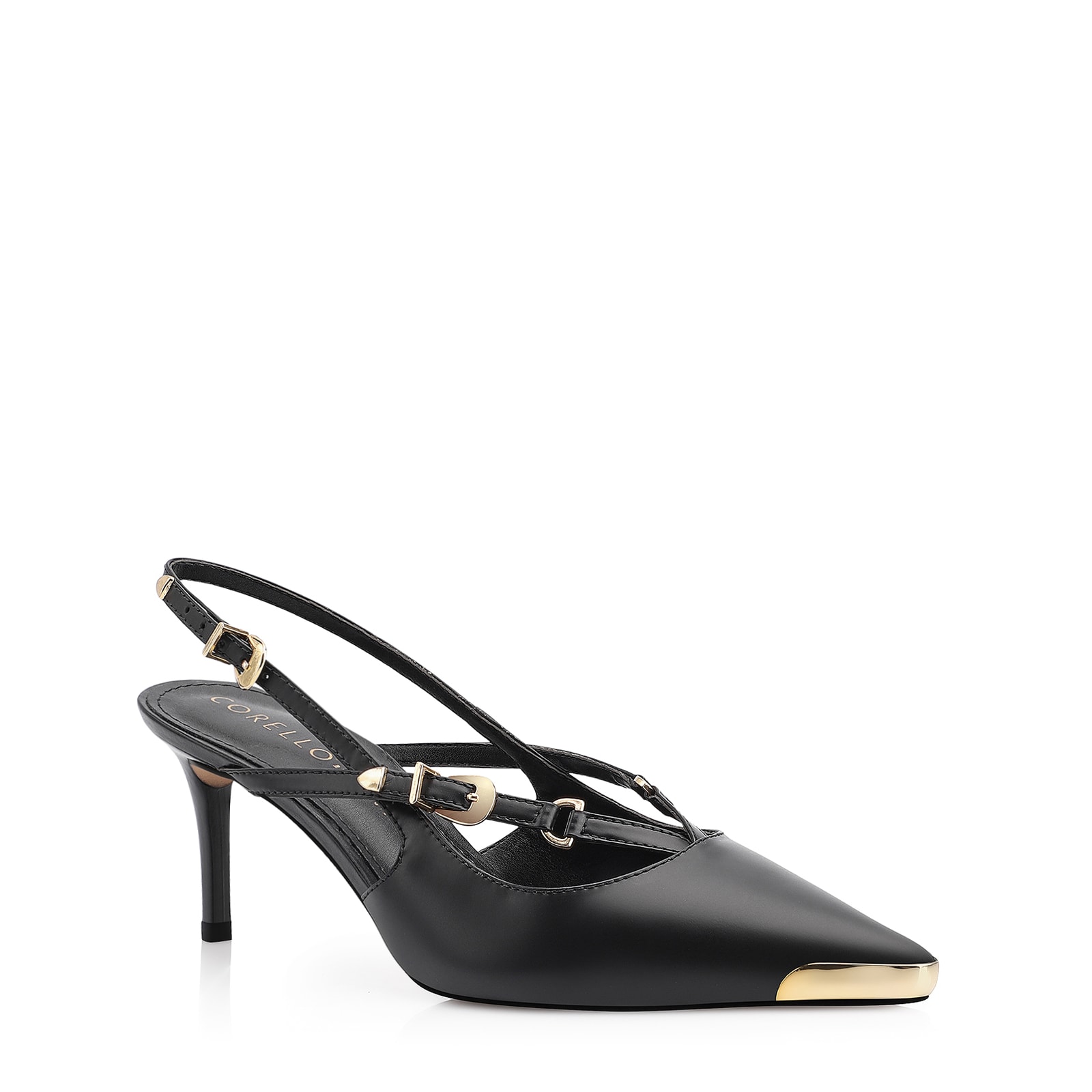 Scarpin Fivelas Couro Preto