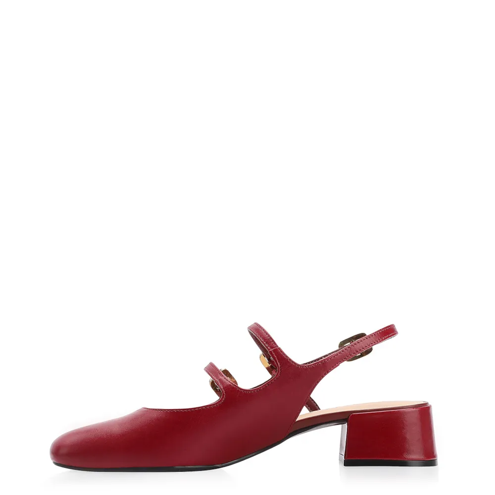 Scarpin Fivelas Couro Vermelho Cereja - imagem 4