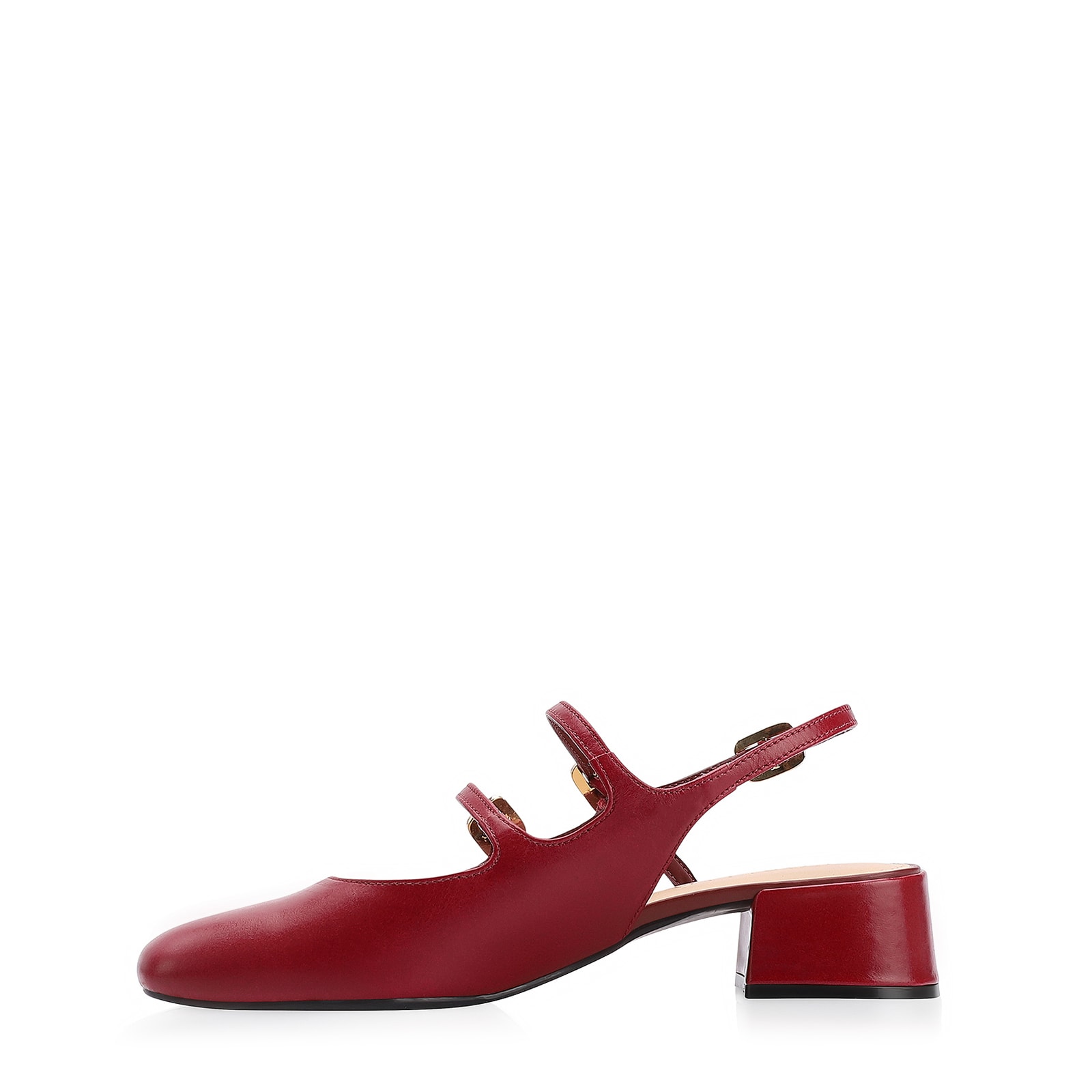 Scarpin Fivelas Couro Vermelho Cereja
