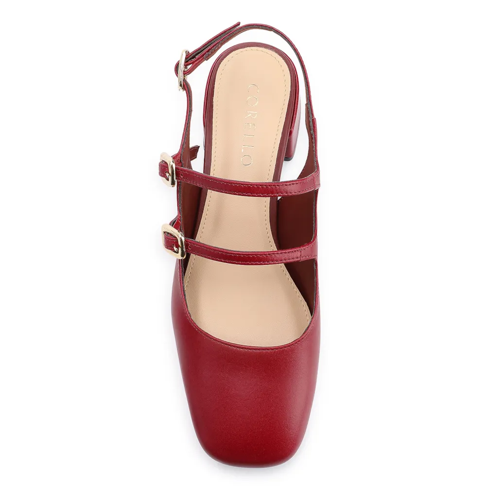 Scarpin Fivelas Couro Vermelho Cereja - imagem 5