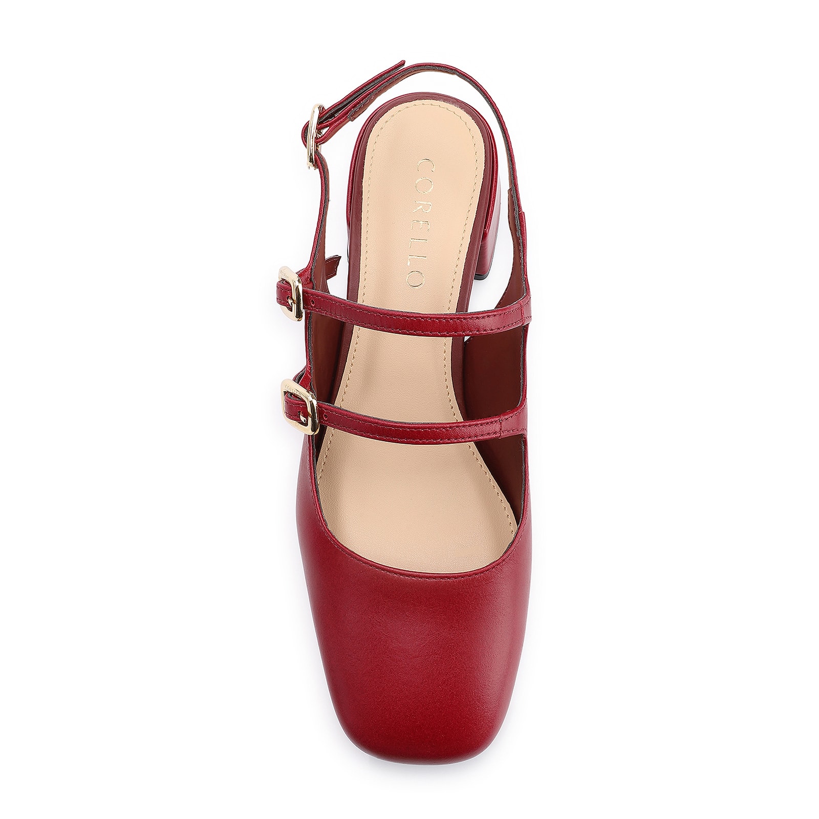 Scarpin Fivelas Couro Vermelho Cereja