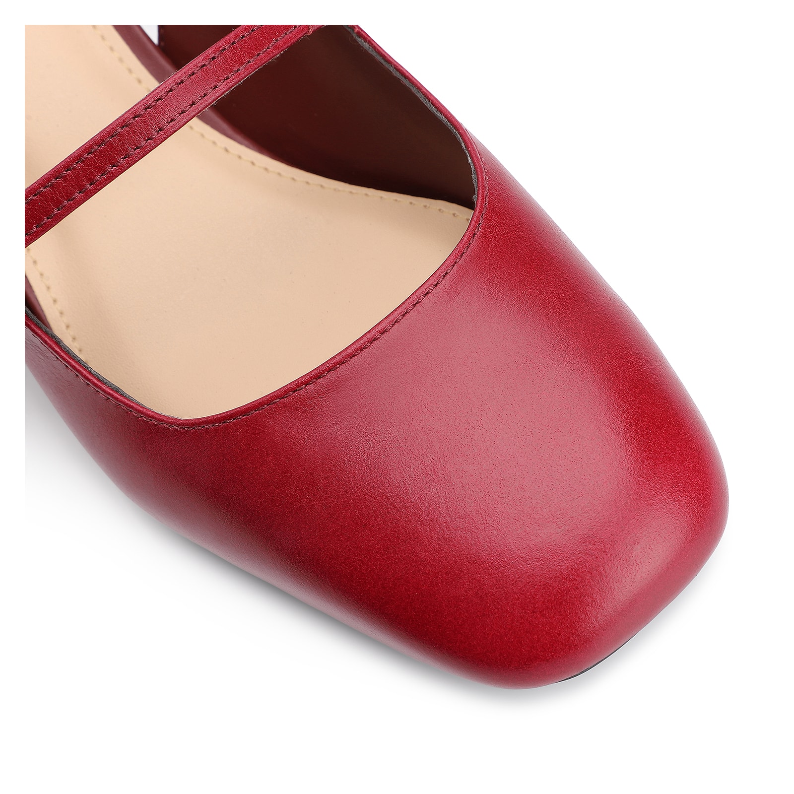 Scarpin Fivelas Couro Vermelho Cereja