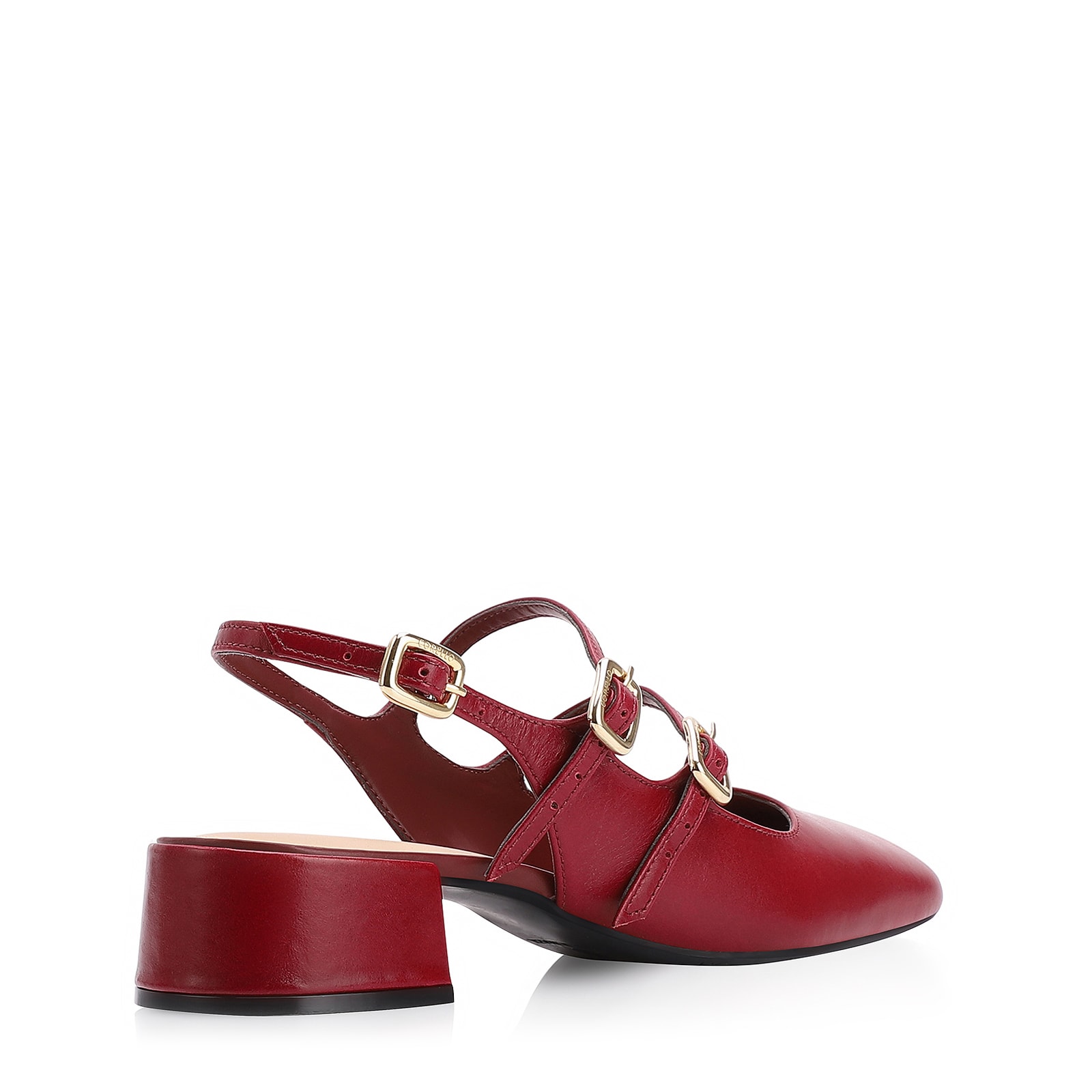Scarpin Fivelas Couro Vermelho Cereja