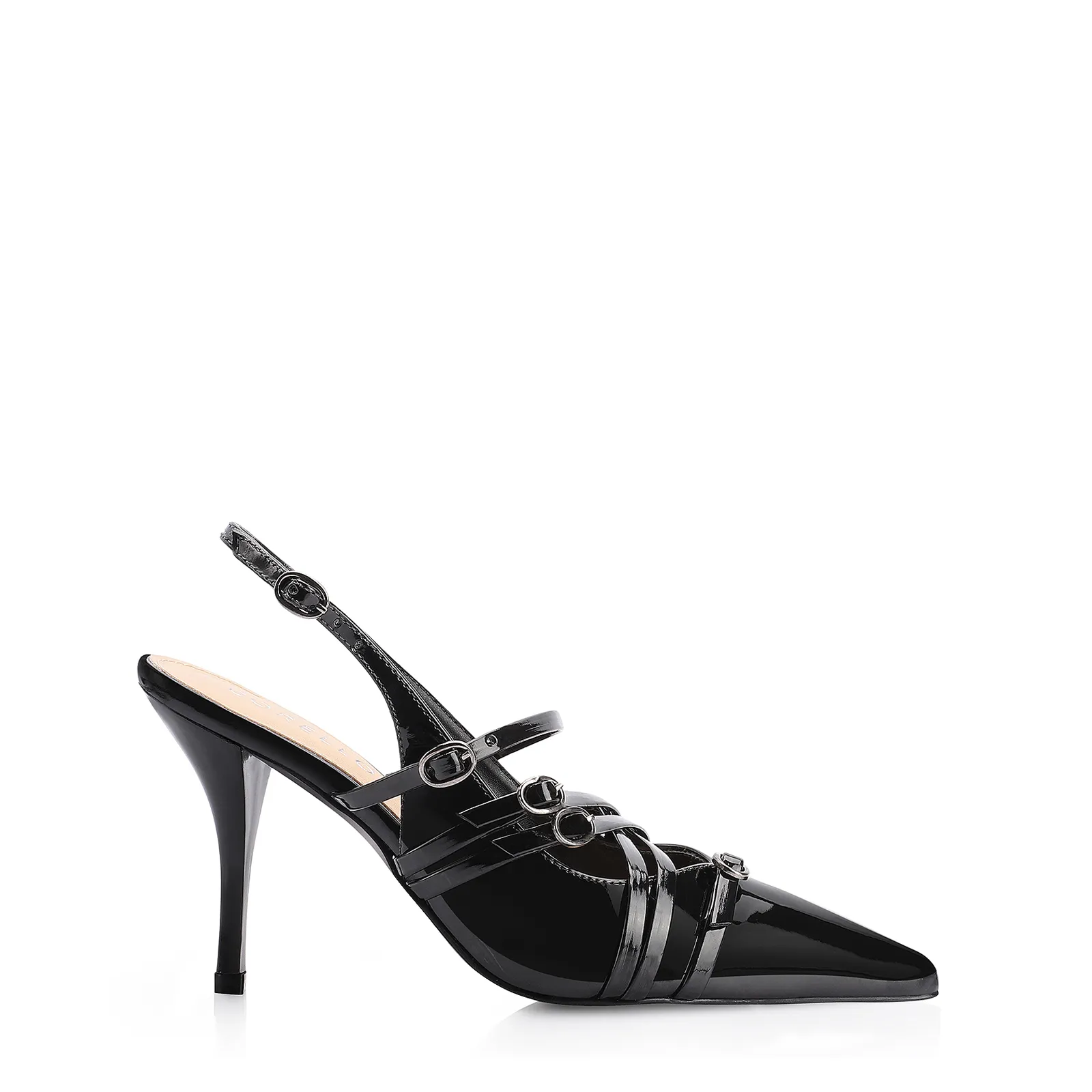 Scarpin Fivelas Verniz Preto