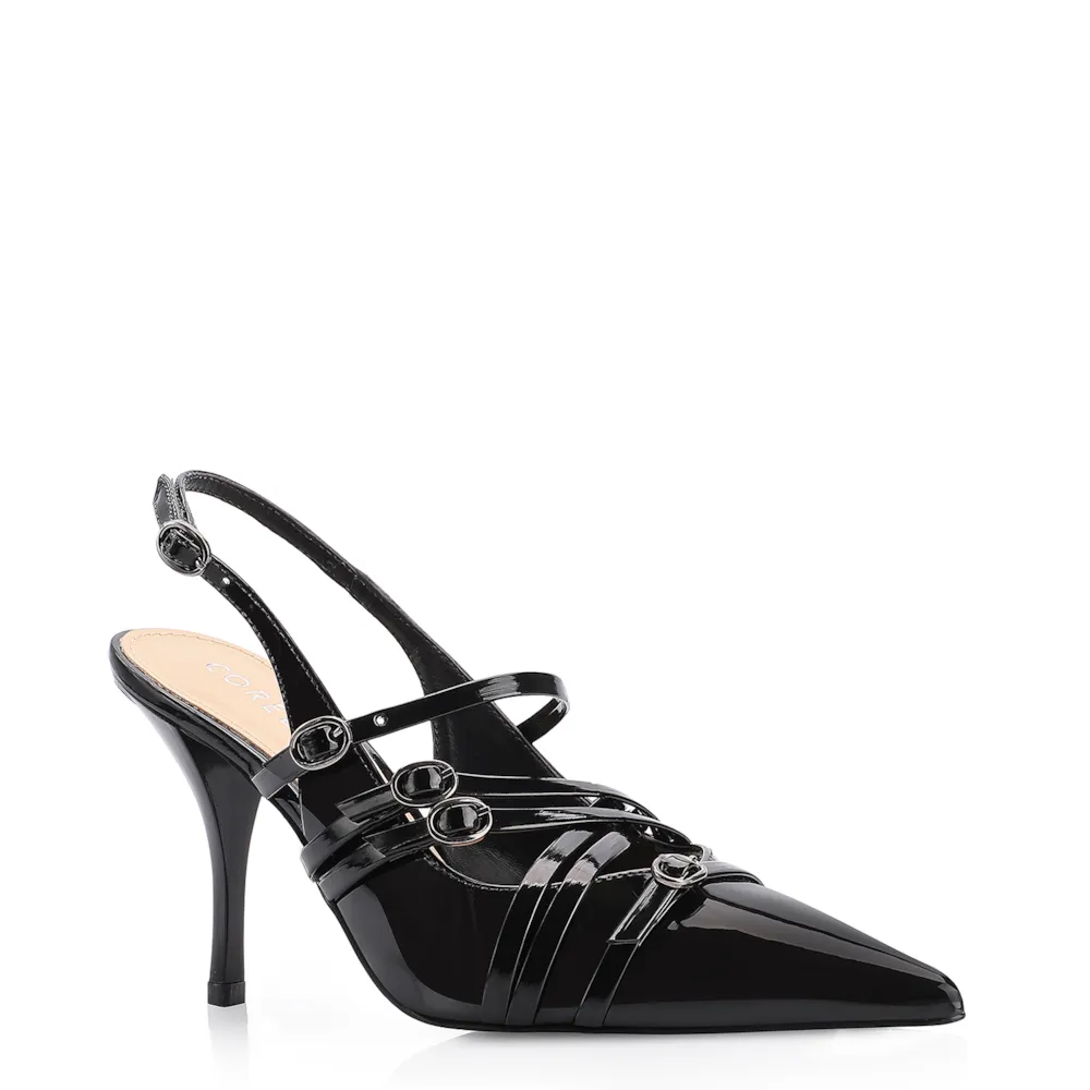 Scarpin Fivelas Verniz Preto