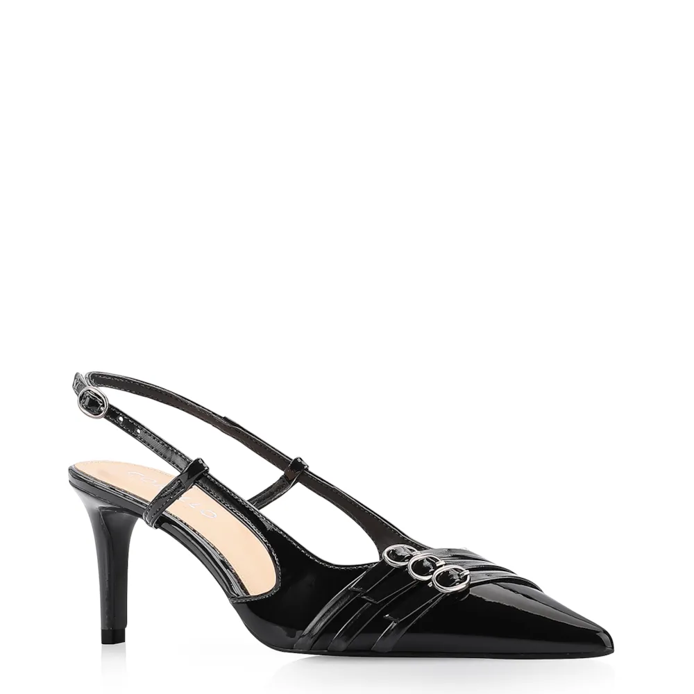 Scarpin Fivelas Verniz Preto