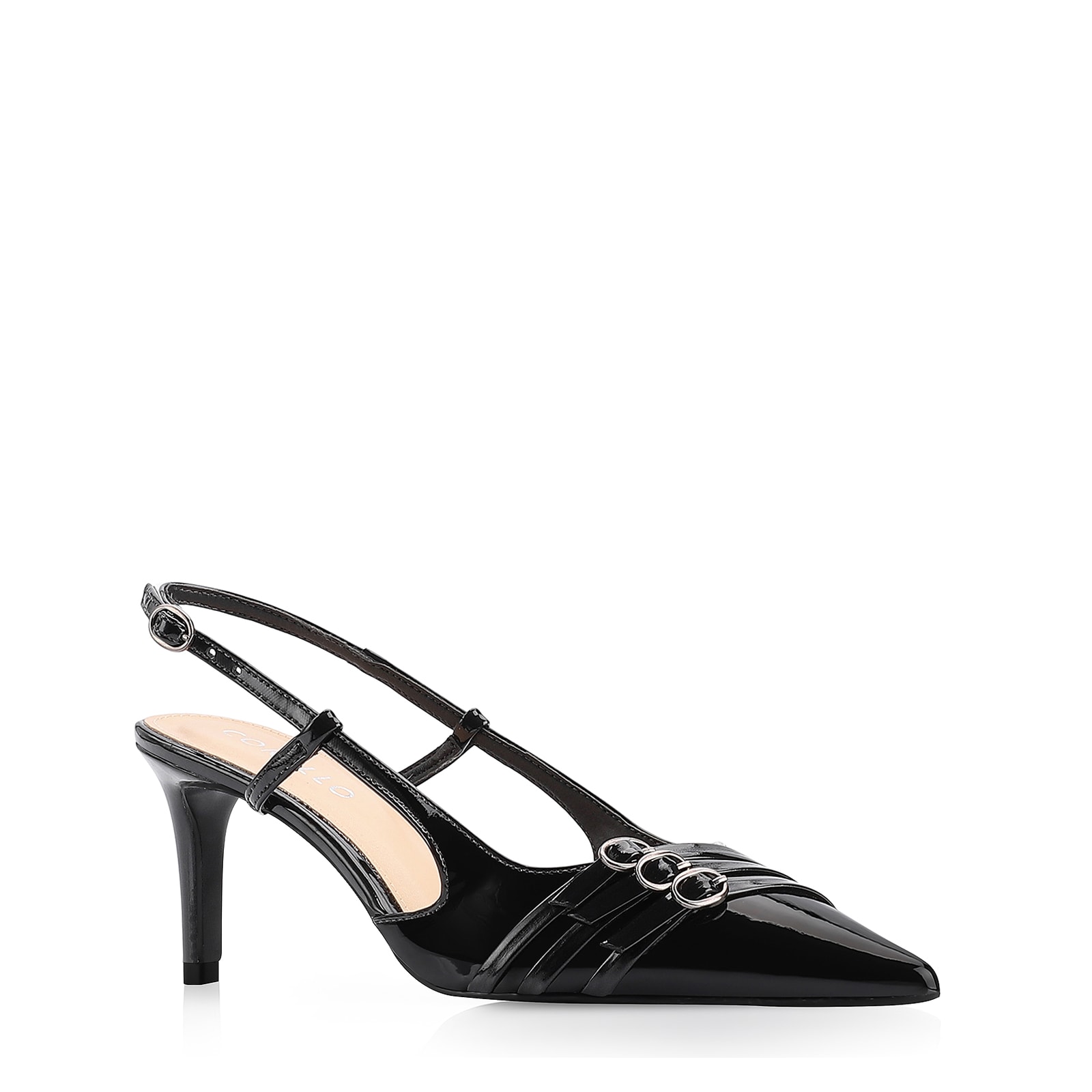 Scarpin Fivelas Verniz Preto