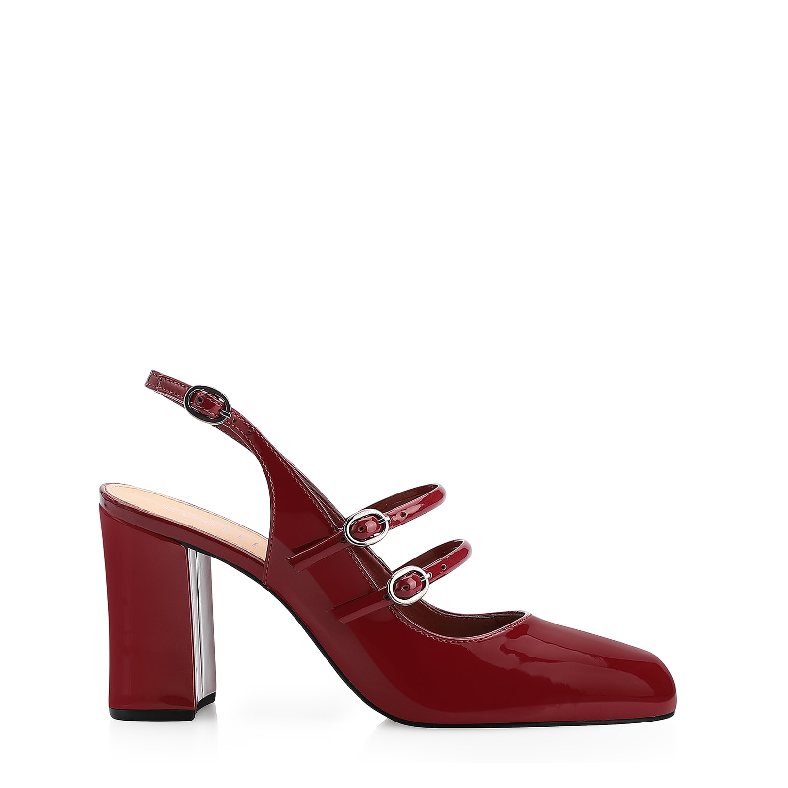 Scarpin Fivelas Verniz Vermelho Cereja