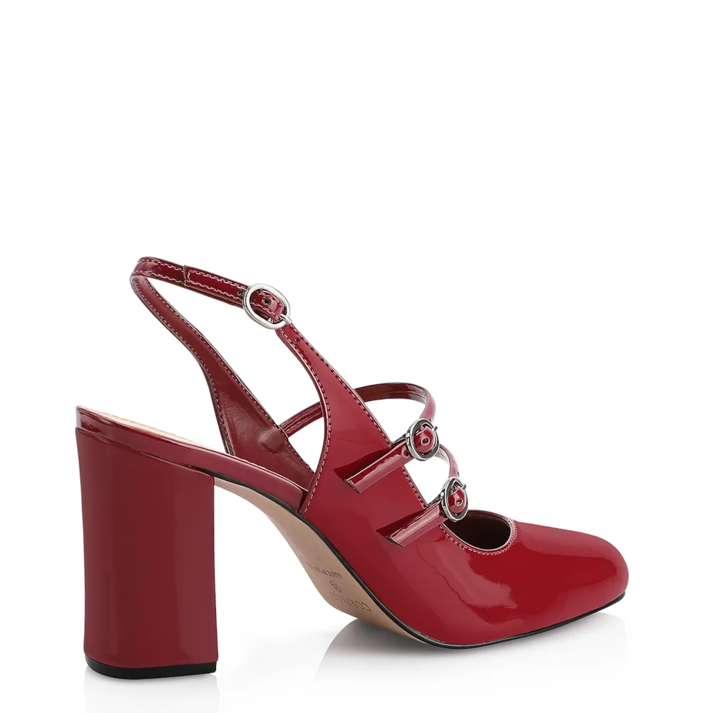 Scarpin Fivelas Verniz Vermelho Cereja - imagem 4