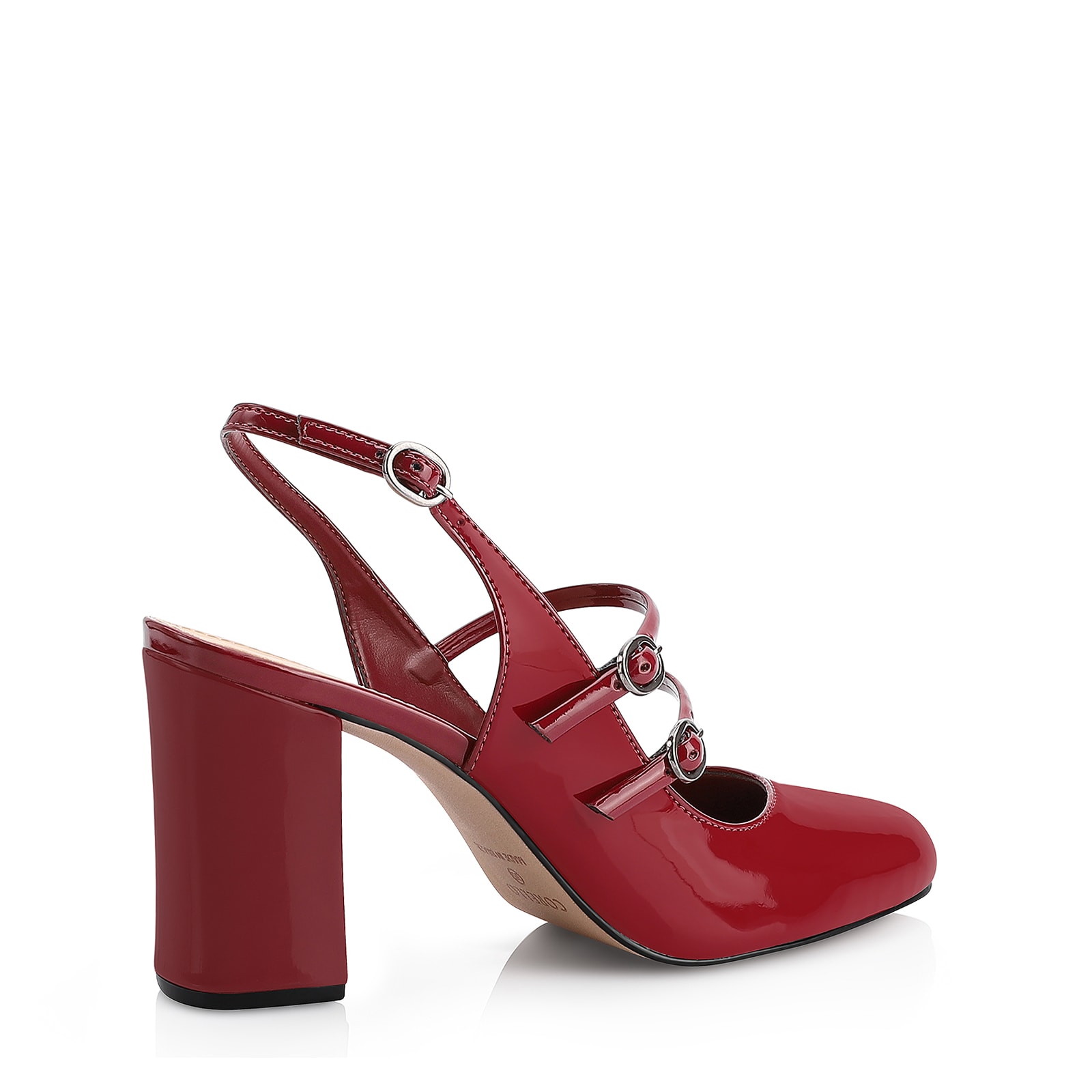 Scarpin Fivelas Verniz Vermelho Cereja