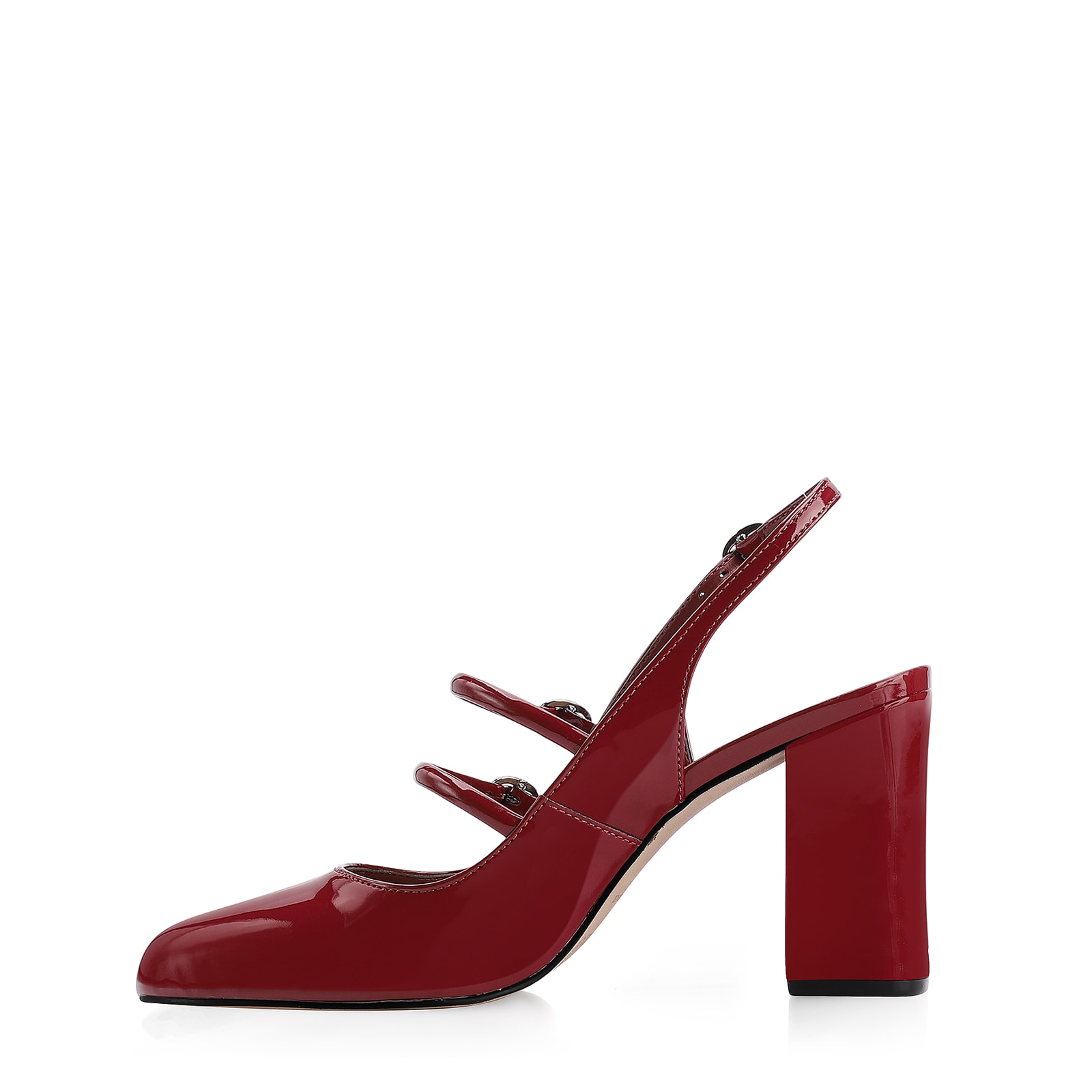 Scarpin Fivelas Verniz Vermelho Cereja