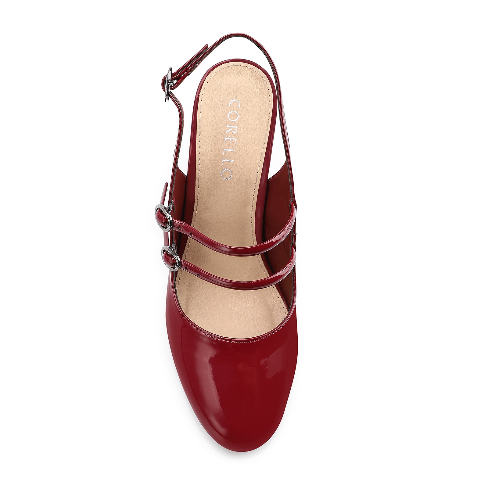 Scarpin Fivelas Verniz Vermelho Cereja