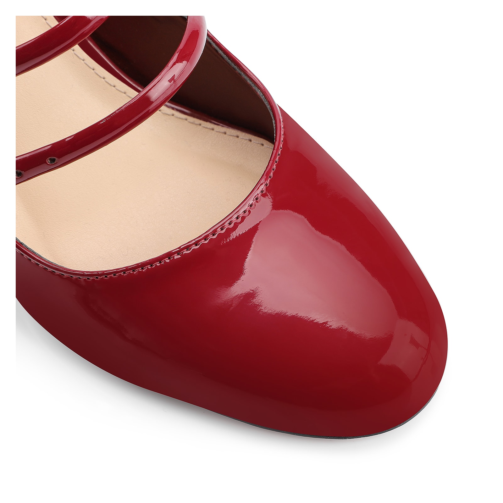 Scarpin Fivelas Verniz Vermelho Cereja
