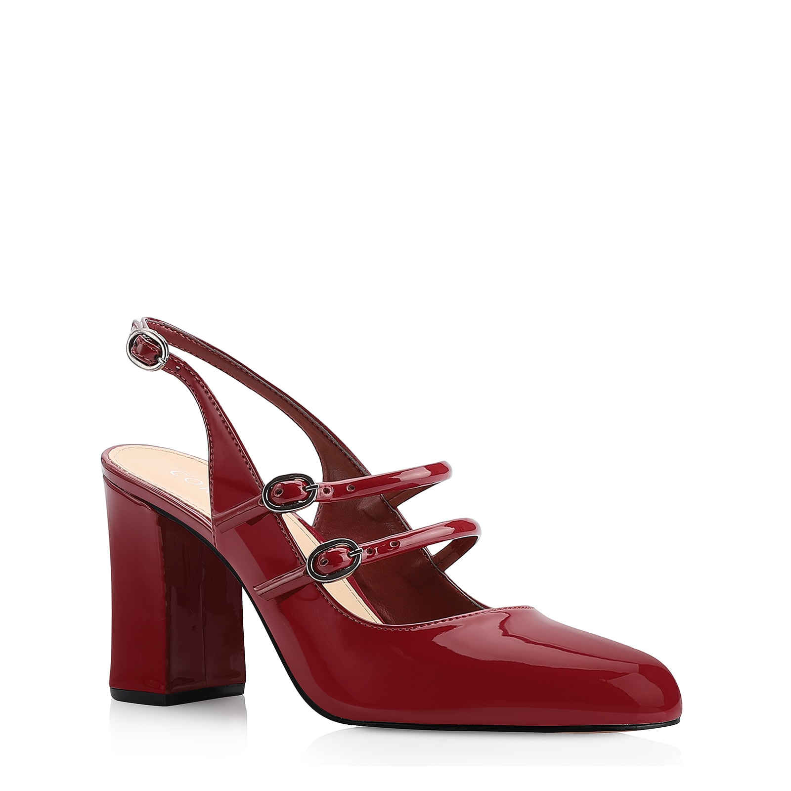 Scarpin Fivelas Verniz Vermelho Cereja