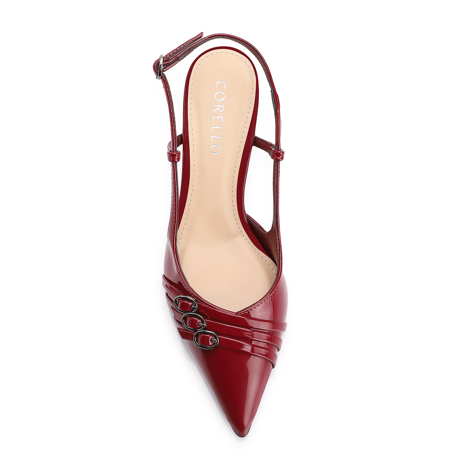 Scarpin Fivelas Verniz Vermelho Cereja