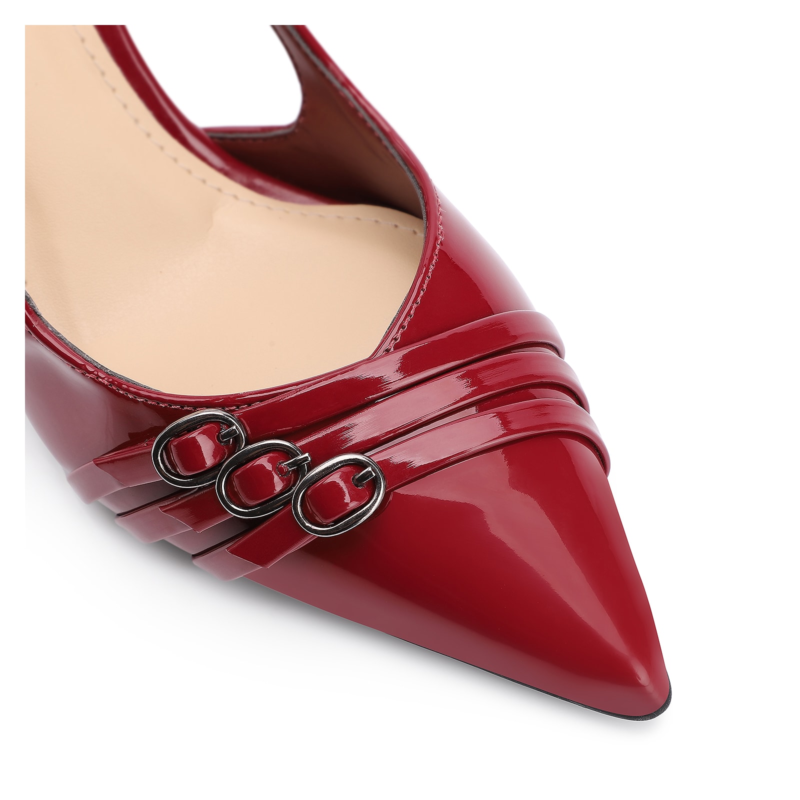 Scarpin Fivelas Verniz Vermelho Cereja