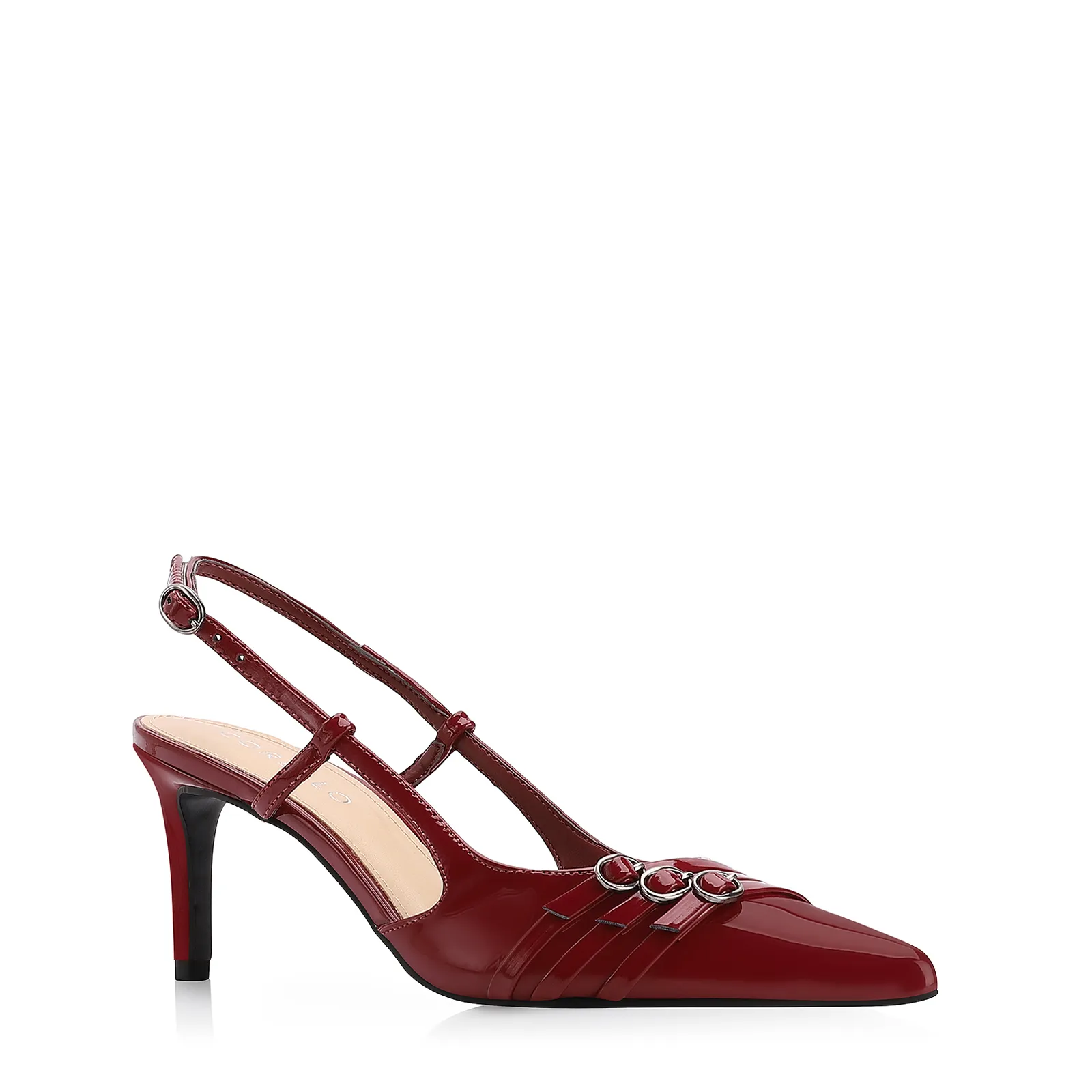 Scarpin Fivelas Verniz Vermelho Cereja