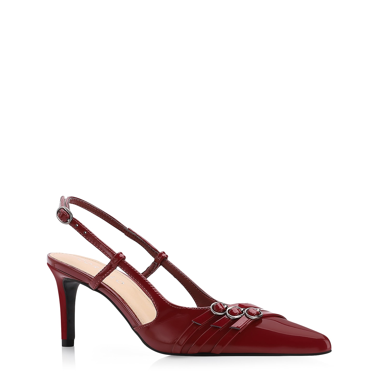 Scarpin Fivelas Verniz Vermelho Cereja