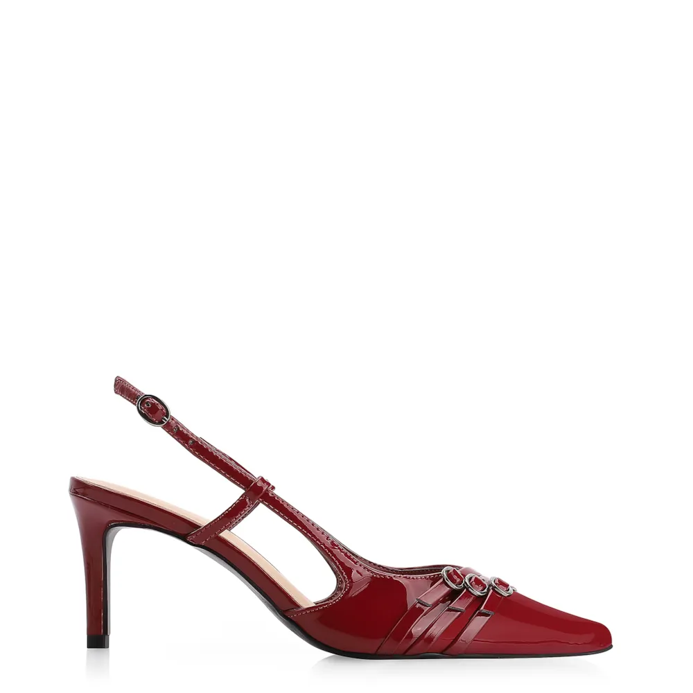 Scarpin Fivelas Verniz Vermelho Cereja - imagem 2